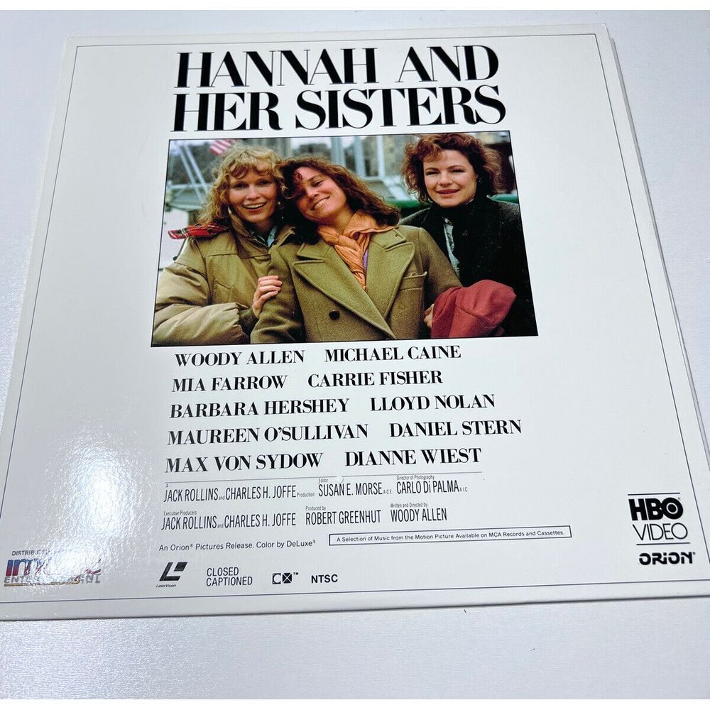 Hannah and Her Sisters HBO Video Laserdisc LD ID5144 Woody Allen Carrier Fisher